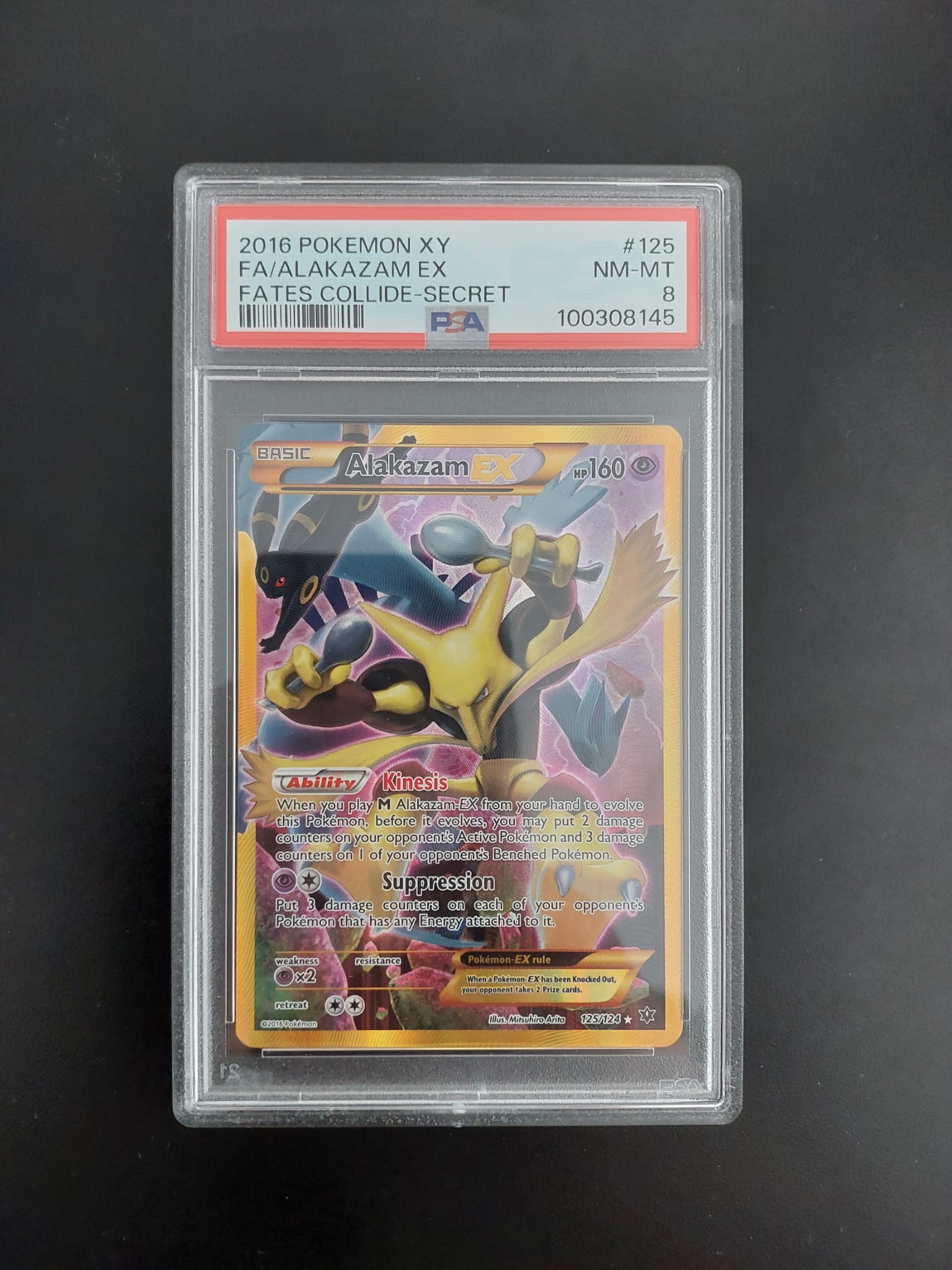 Alakazam Ex Gold 125/124 Fates Collide PSA 8