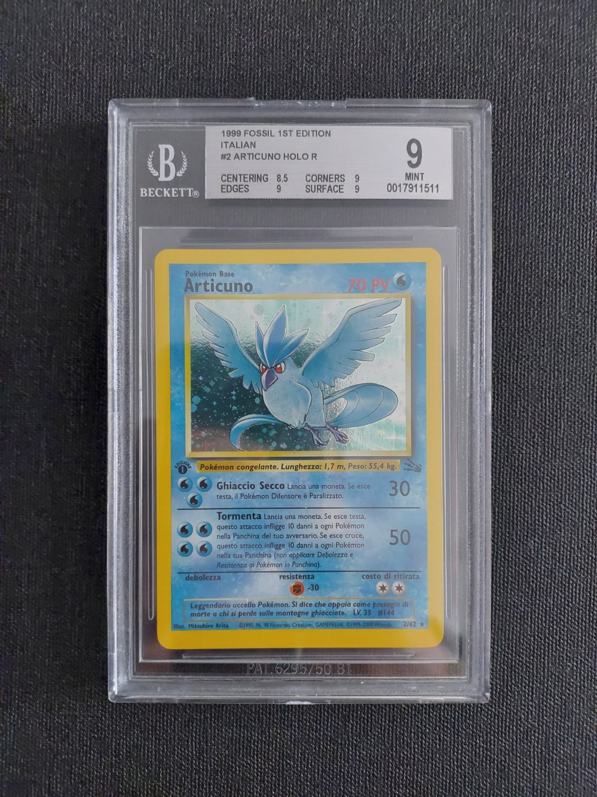 Articuno Holo 2/62 Fossil Prima Edizione BGS 9