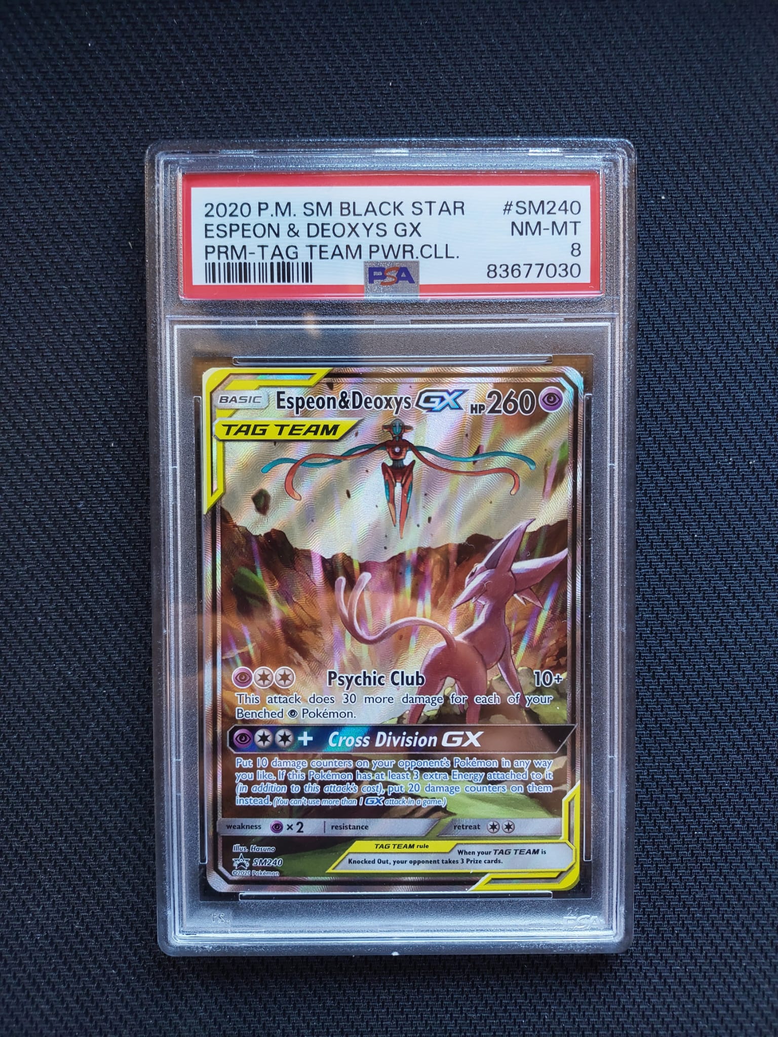 Espeon e Deoxys GX Alleati SM240 PSA 8