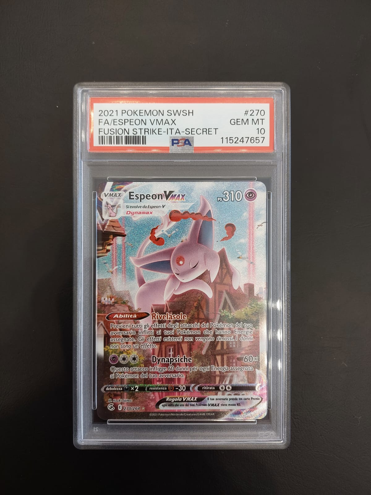 Espeon V Max Alternative Art 270/264 Colpo Fusione PSA 10