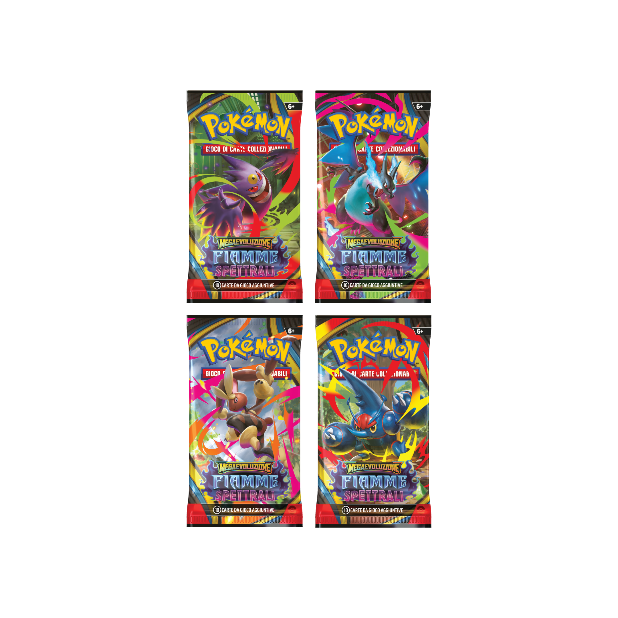 Megaevoluzione Fiamme Spettrali Set Artwork 4 Buste ITA