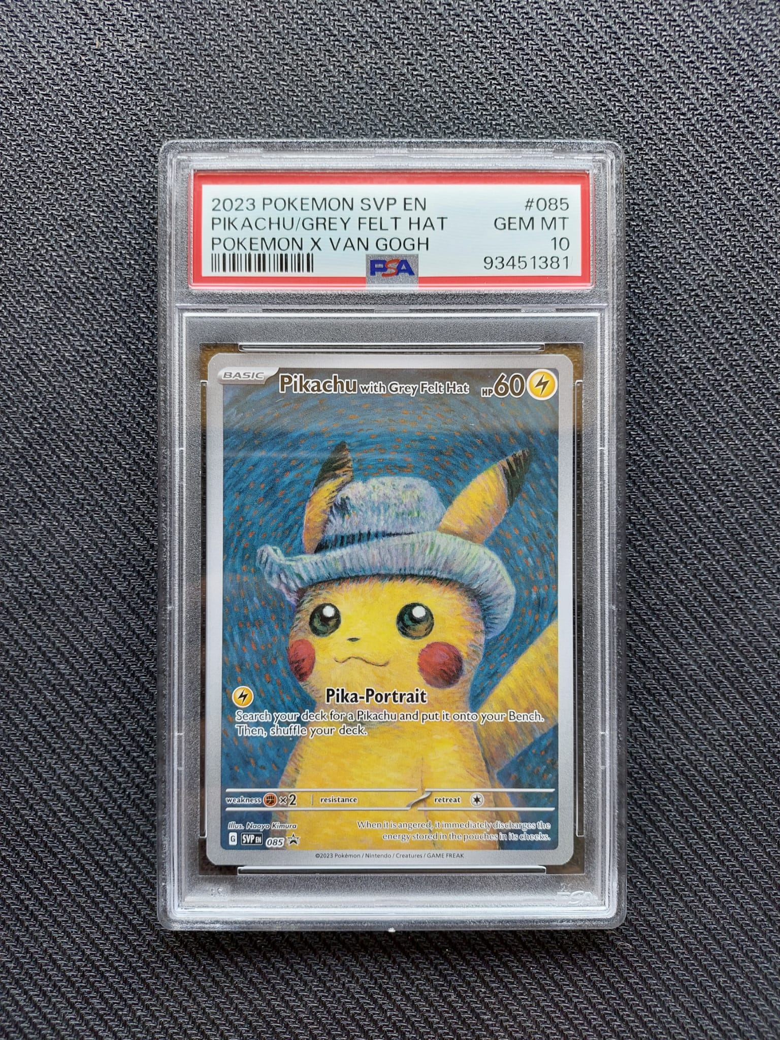 Pikachu With Grey Felt Hat SVP085 - Pokèmon X Van Gogh - PSA 10