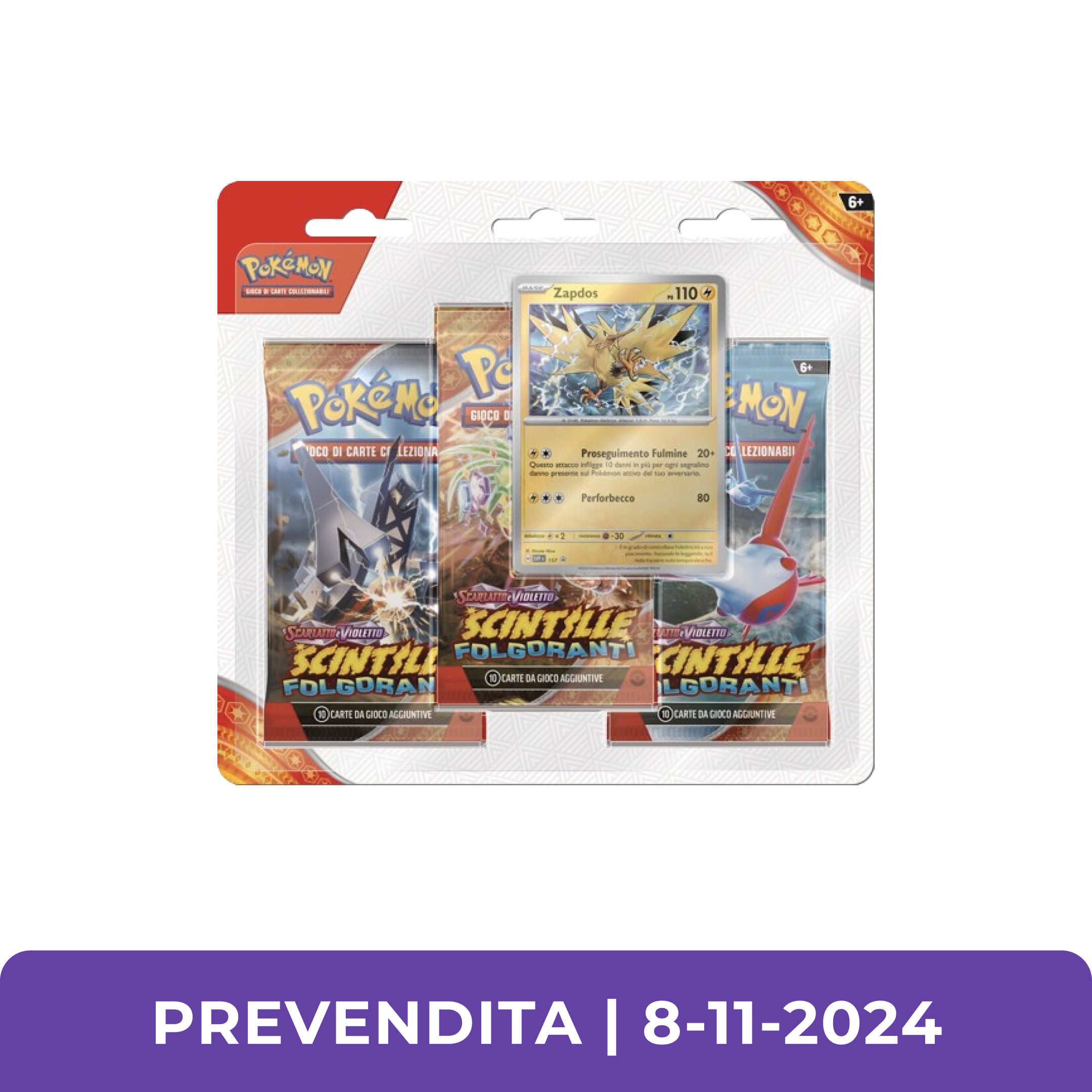 Scarlatto e Violetto Scintille Folgoranti Blister 3 Buste Zapdos ITA