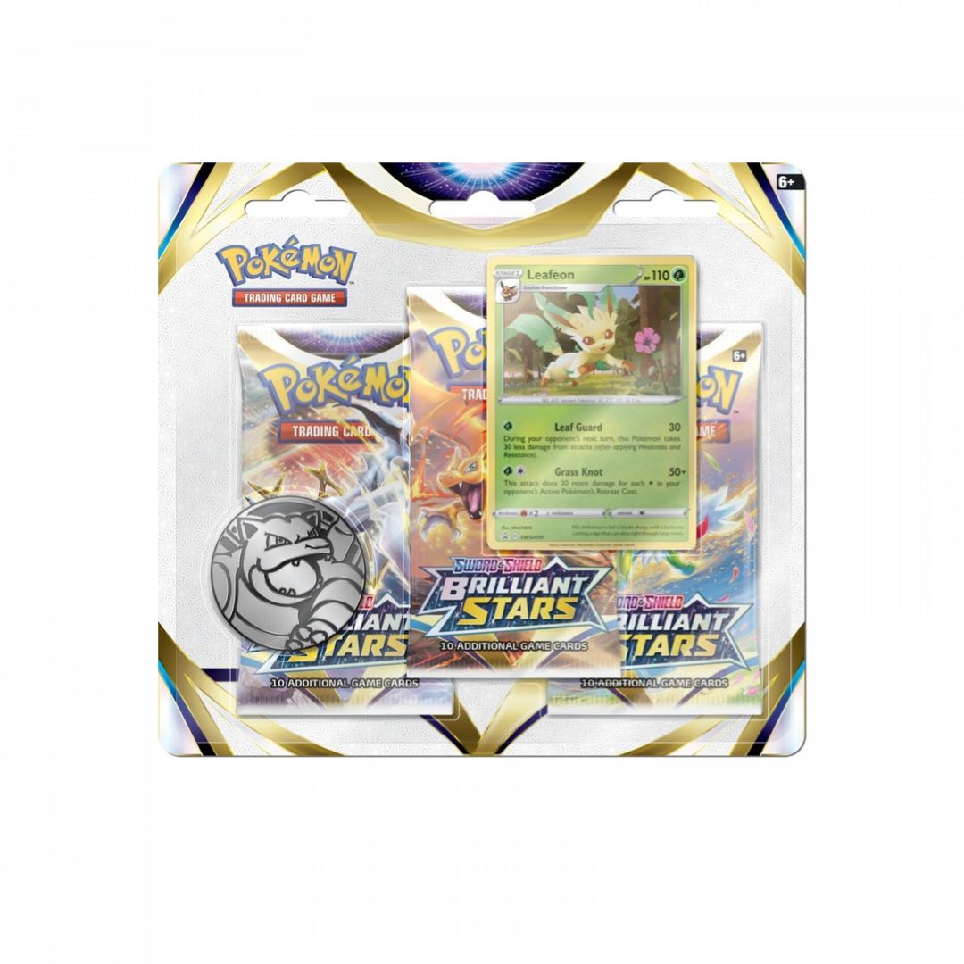 Sword & Shield Brilliant Stars Three Pack Blister Leafeon ENG