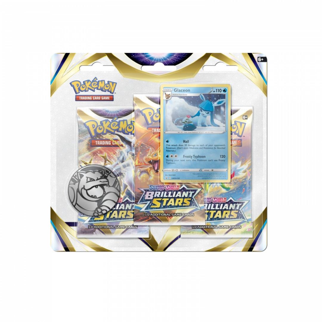 Sword & Shield Brilliant Stars Three Pack Blister Glaceon ENG