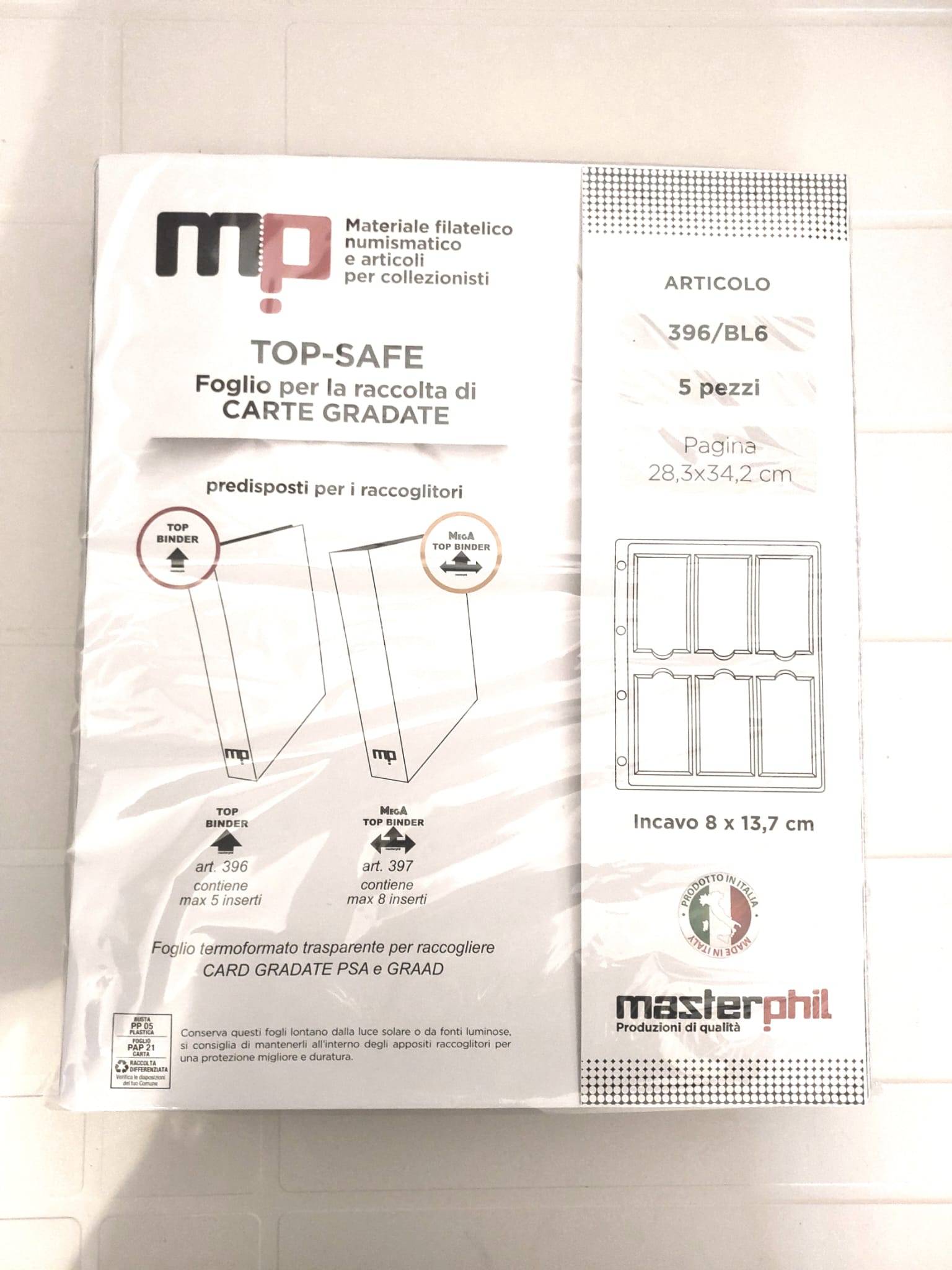 Masterphil - Confezione 5x Foglio Topbinder per Carte Gradate PSA/Graad